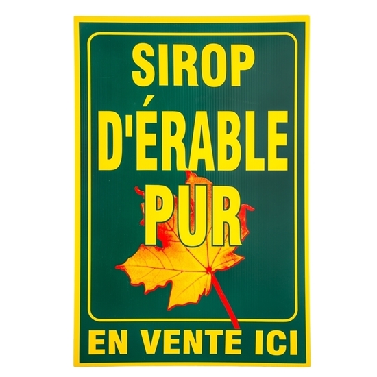 Image sur AFFICHE PLASTIQUE VERTE "SIROP D'ÉRABLE PUR" 