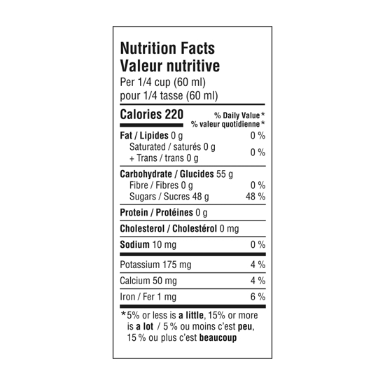 Picture of NUTRITION FACTS MAPLE SYRUP (250/RL)